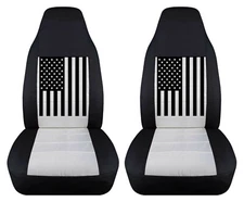 Black and White Seat Covers with American Flag Fits 1987-1995 Jeep Wrangler YJ
