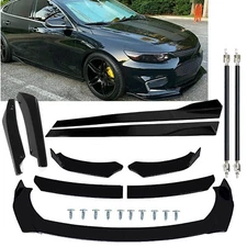 Front Bumper Lip Spoiler Splitter Side Skirt For Chevrolet Malibu Glossy Black