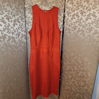 Tadashi Shoji Orange Red Sheath Dress Size Medium M | eBay