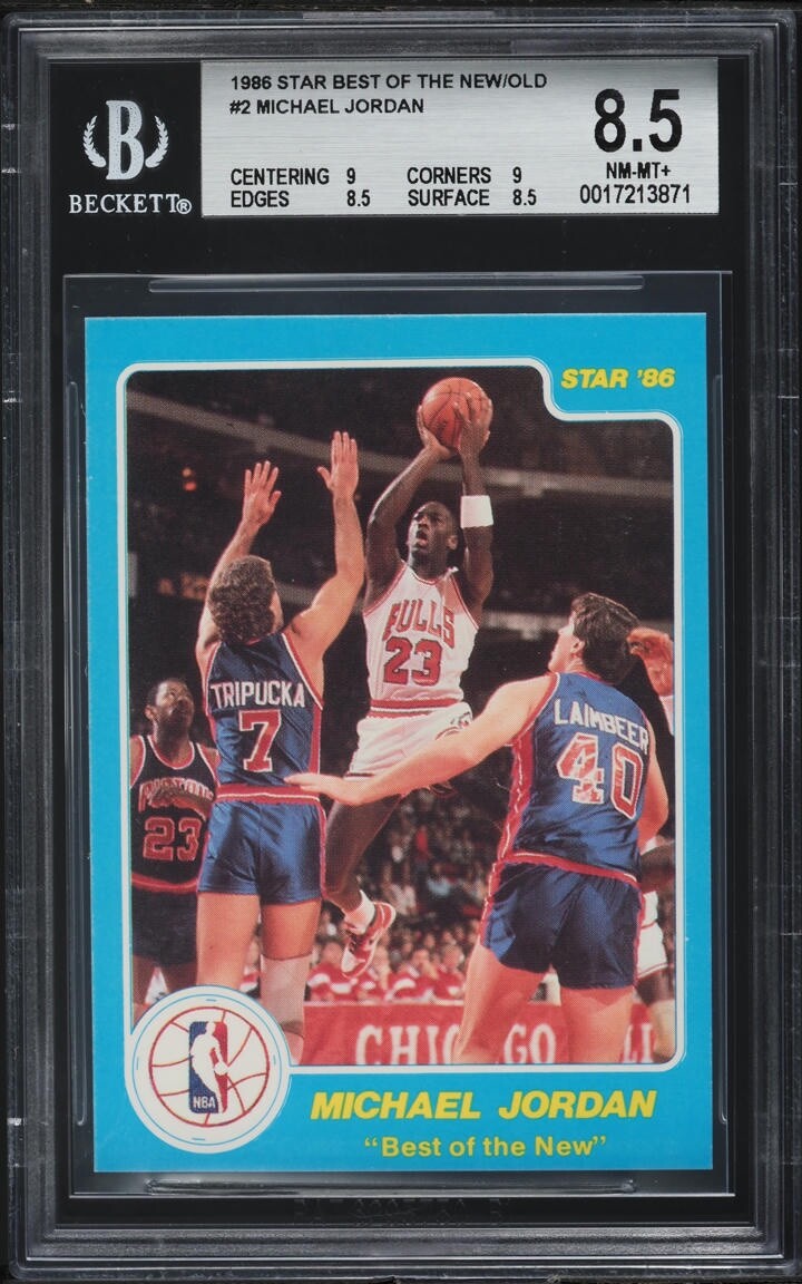 激レア 1986 FLEER MICHAEL JORDAN RC #8 貴重 1986-87 Fleer Sticker #8 MICHAEL JORDAN ROOKIE Beckett