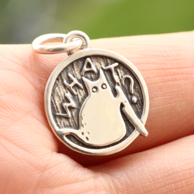 Ciondolo Gatto Assassino Per Halloween - Argento Sterling 925 Fatto A Mano - Regalo Divertente
