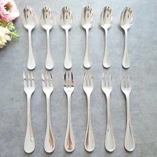 Christofle Perles 12pcs Silverplate Flatware Cake Fork Coffee Spoon Excellent