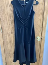 CALVIN KLEIN  Solid Black Ruffle High Low Midi Dress Size 2