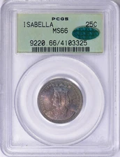 1893 Isabella Quarter Commemorative MS-66 CAC/PCGS OGH Certified