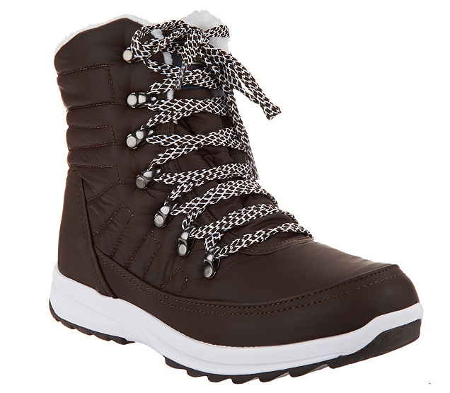 Khombu Waterproof Laceup Ankle Boots Alegra Chocolate Brown Women's