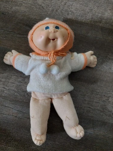 Vintage Cabbage Patch Kids Bald Boy Blue Eye Doll, Original Outfit.