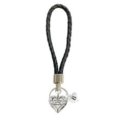 Custom Always in My Heart Black Leather Key Chain Memorial Gift Choose Initial