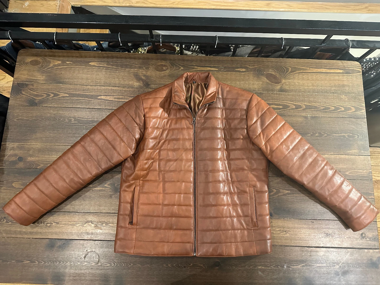 Men's Lambskin Quilted Puffer Jacket, fits like XL, Pristine Condition!