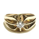 GIA 14k yellow gold .68ct SI1 M round diamond gents ring band mens estate 8.6g — photo 3