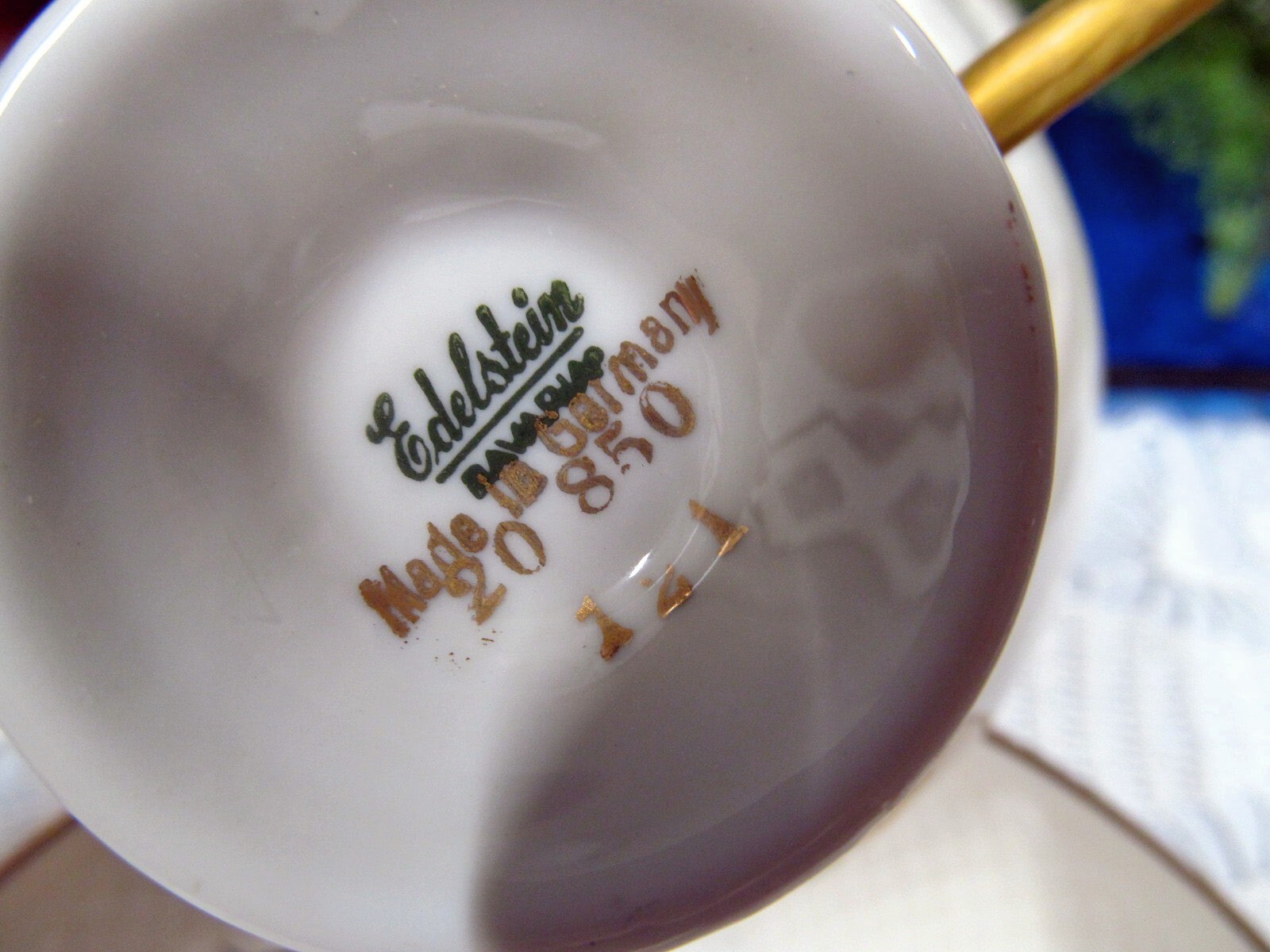 Germany tea cup and saucer trio Edelstein  lily of the valley teacup German