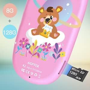 AGPTEK Bluetooth MP3 Player Kinder MP4 Player 2,4“ Bildschirm Musik Player Rosa - Bild 4 von 8