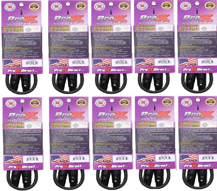 10X ProX XC-5PDMX03 3 Ft. DMX XLR5-M to XLR5-F High Performance Cable - Image 2 of 3