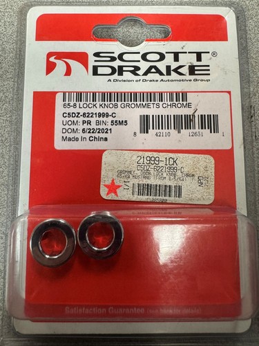 1965-1968 Ford Mustang Chrome Reproduction Lock Knob Grommets - PAIR