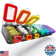 Fullicon Weekly Pill Organizer 7 Day Ultra Moisture and Spill Proof Daily Pil