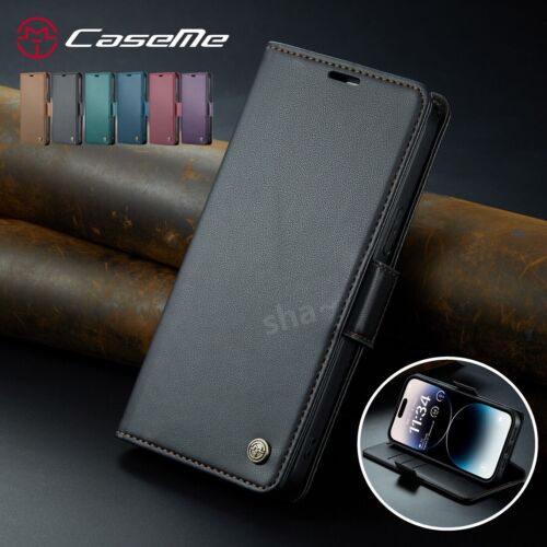 For iPhone 14 Pro Max 13 12 11 Vintage Leather Wallet Flip Case XR SE 8 7 Cover - Picture 1 of 50