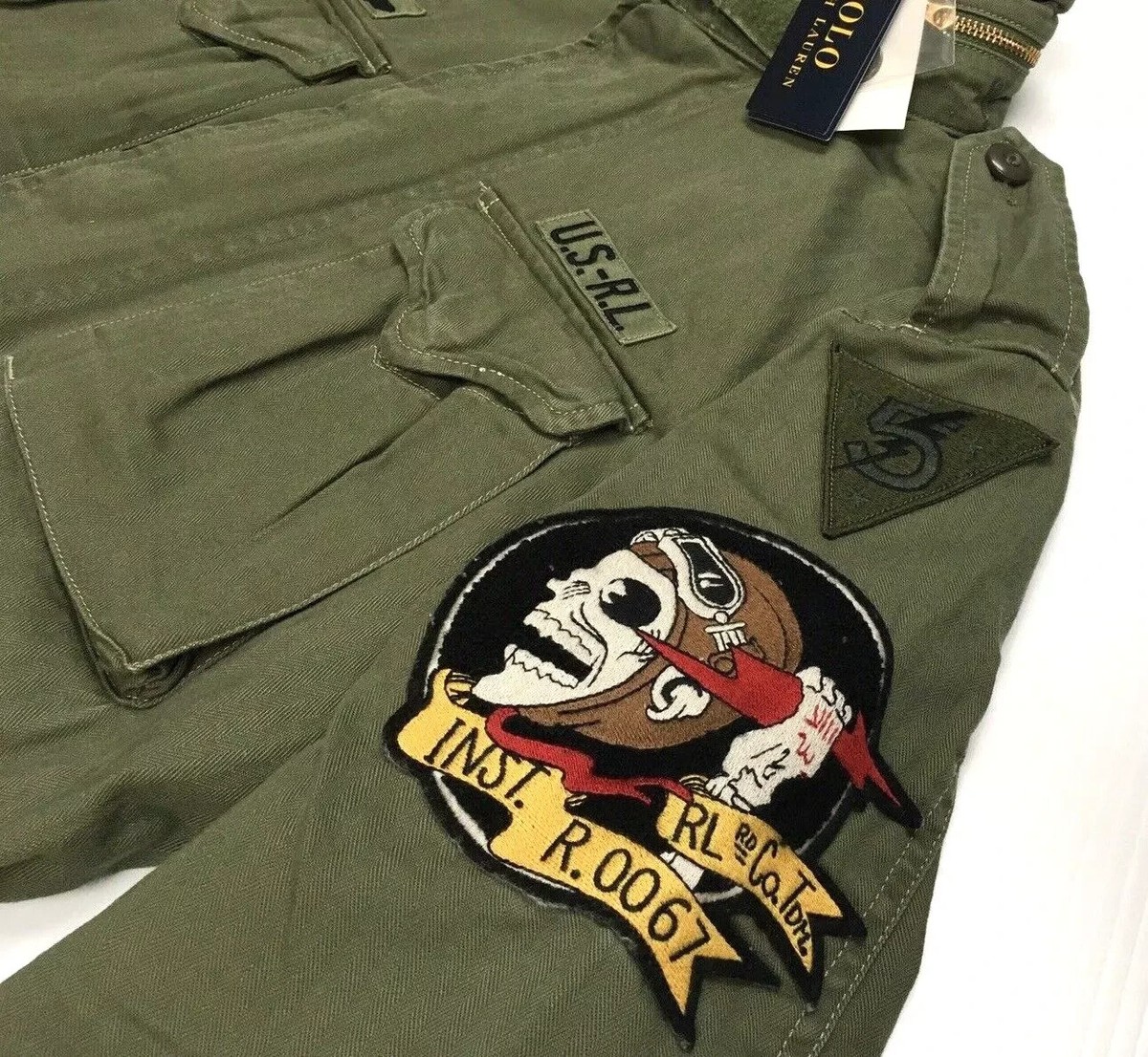 Polo Ralph Lauren Military Army M65 Skull Skeleton Patch
