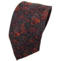 Tigertie Krawatte Orange Braun Schwarz Grau Gemustert Paisley - Binder Tie