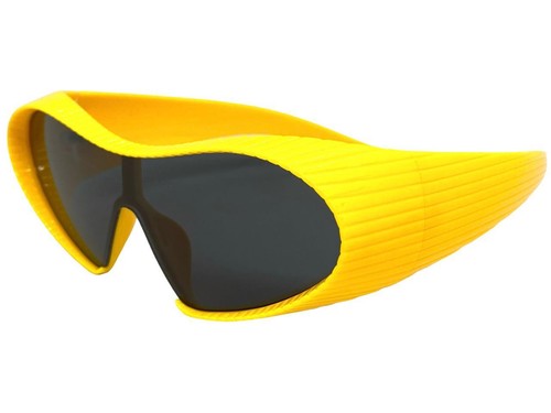 Futuristic Space Robot Modern Shield Party Raver SUN GLASSES Large Yellow Frame - Picture 4 of 6
