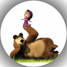 Cake Topper Birthday Party Cake Image Fondant Wafer Masha and the Bear P2