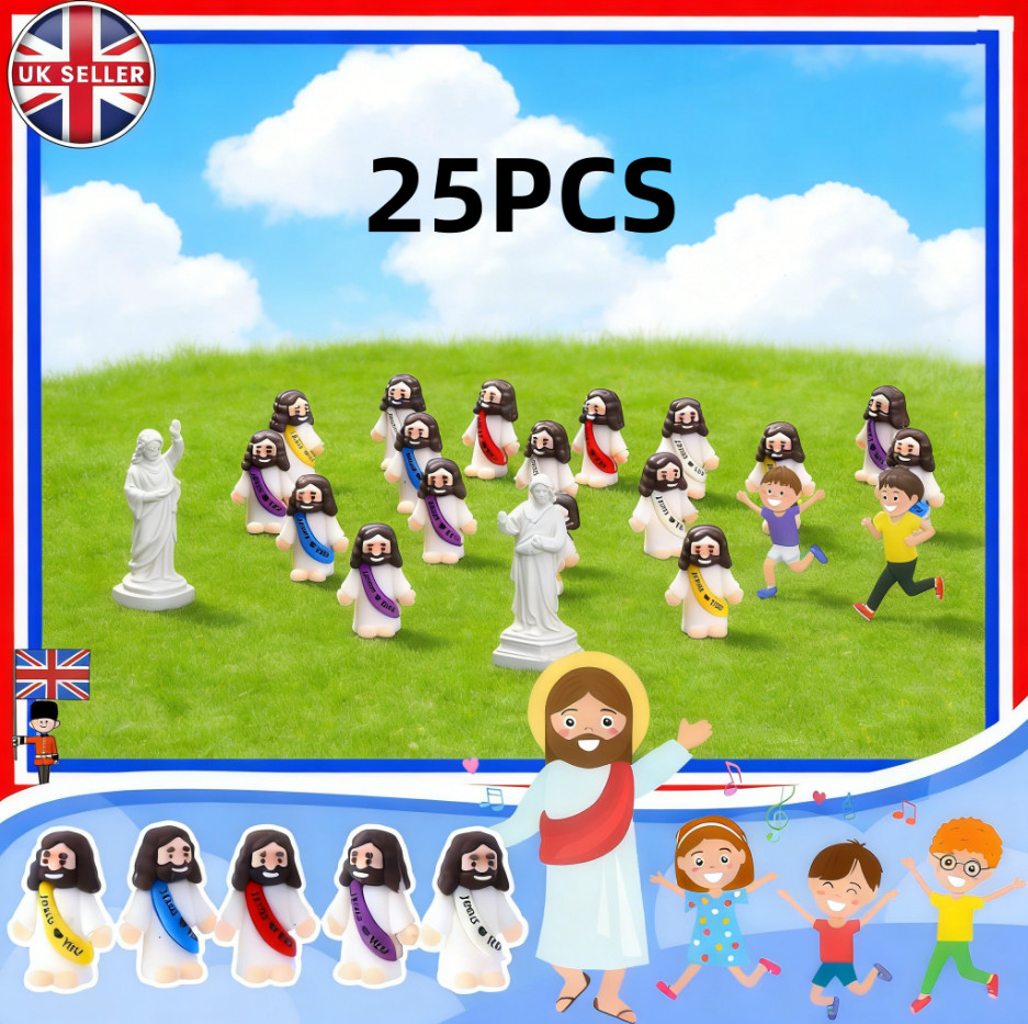 25 Pack Easter Mini Jesus Figurines  Original Design Rubber Little Jesus Figures