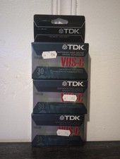 TDK VHS-C Blank Camcorder Tapes Superior High Grade 30 Min Sealed 3-Pack