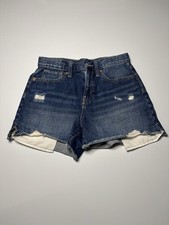 Old Navy GIRLS High-Rise Cut-Off Denim Shorts 14 Blue Medium Wash Pockets