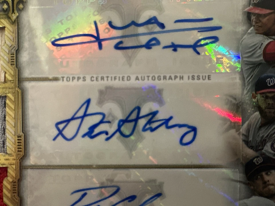 2020 Topps Triple Threads Auto Relic Combo Juan Soto, Strasburg, Corbin/36  - Imagem 3 de 4
