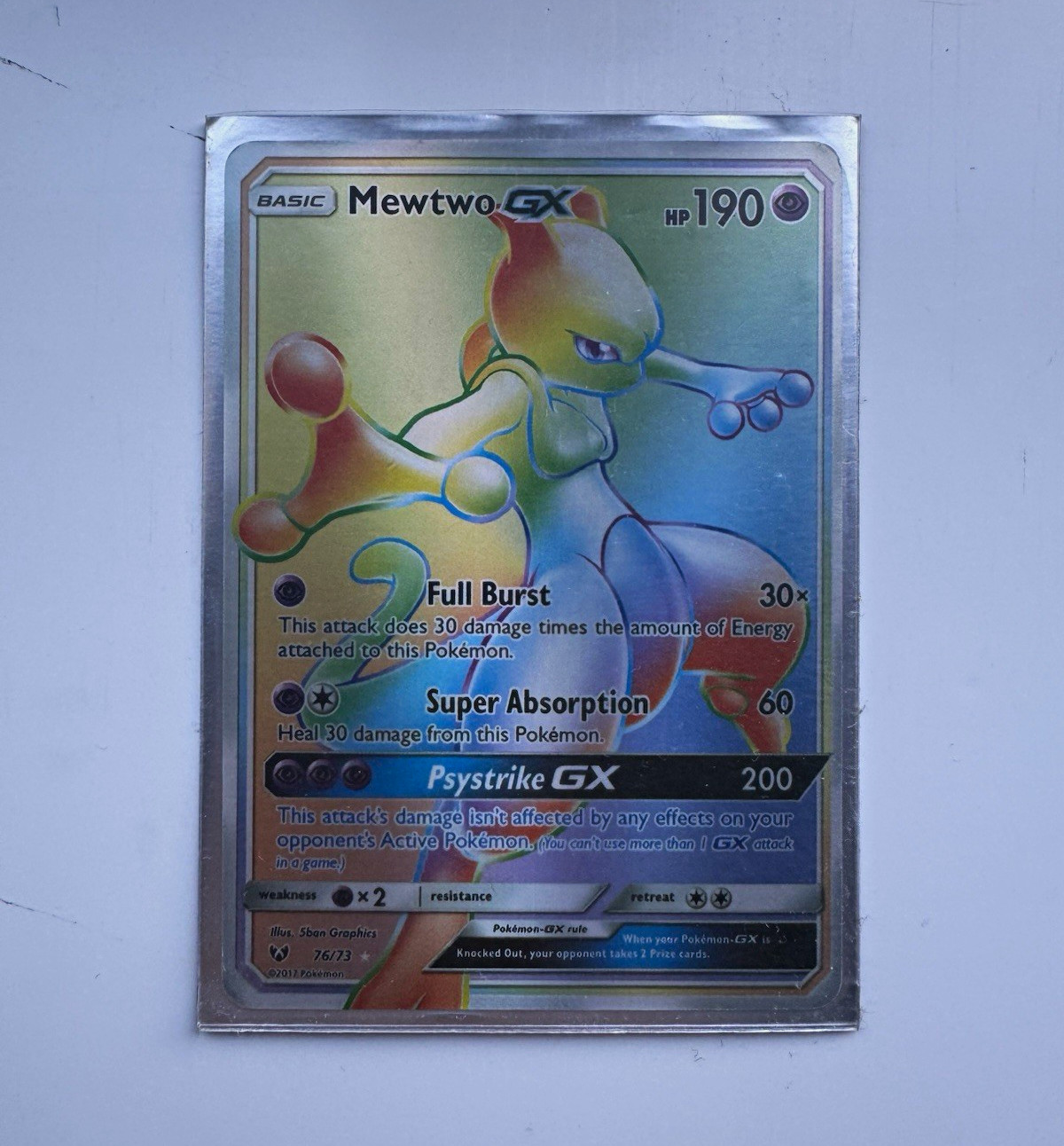 Mewtwo GX 76/73 Shining Legends Secret Rare Full Art Holo Pokémon TCG EN 2017