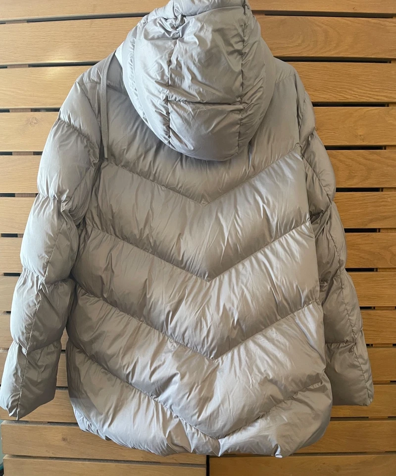NUEVA MARINA RINALDI MAX MARA Chaqueta acolchada gris humo con capucha talla 25, 16W EE. UU. Foto 4 de 4