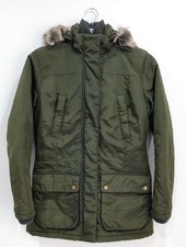 Barbour Green Waterproof Breathable Redesdale Parka Fur Hood Coat Size S UK 8