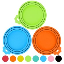 3 Pack Pet Food Can Covers Universal Can Lids Safe/Silicone Dog Cat Food Can Lid