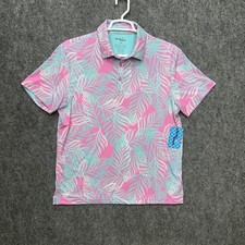 Birdie Bound golf polo shirt Men's size Large pink floral short sleeve