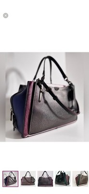 Coach Dreamer 36 Leather Pebbled Colorblock Purse Multicolor Metallic