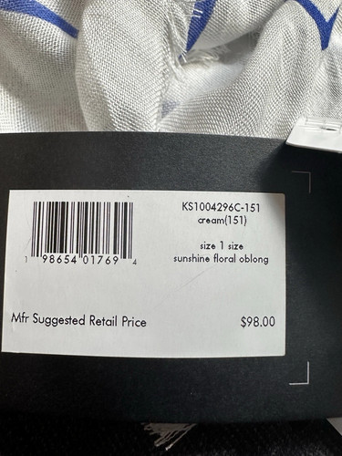 NWT Kate Spade Sunshine Floral Oblong Long Summer Scarf Yellow Cream Blue $98.00 - Picture 2 of 6