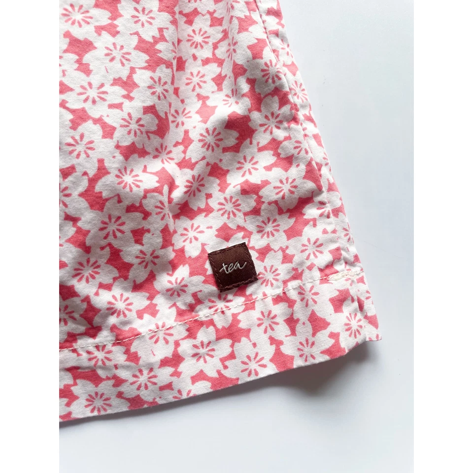 Vestido de algodón floral blanco y coral Tea Collection para niñas talla 4T Foto 4 de 4