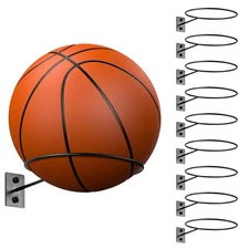 Lounsweer 10 Pcs Ball Storage Holder Wall Mount Metal Basketball Display Rack...