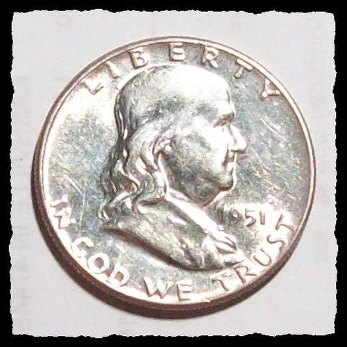 1951-P FRANKLIN HALF DOLLAR  Bright Lustrous UNC #28D47   .900 FINE SILVER