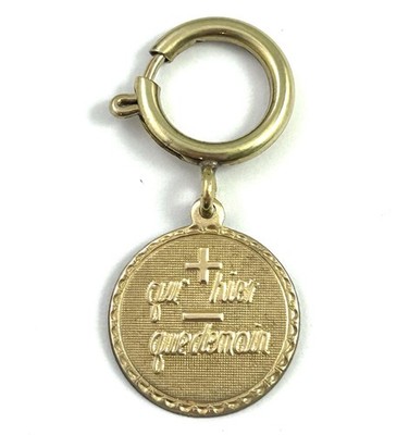 Vintage French Love Charm Clip Pendant Tarnished Brass QU  HIER QUE DEMAIN
