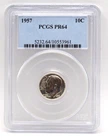 1957 PCGS PR64 Roosevelt Dime Proof 10C .9 Silver