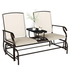 Outdoor Glider Chair, 2 Person Steel Rocking Chair, Patio, Backyard, Porch