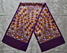 GENTS SCARF VINTAGE AUTHENTIC GEOMETRIC ART PURPLE YELLOW WHITE ACETATE LONG MEN