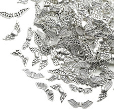Dahi 200pcs Angel Wing Beads Tibetan Alloy Fairy Wing Charms Wings Spacer Loo...