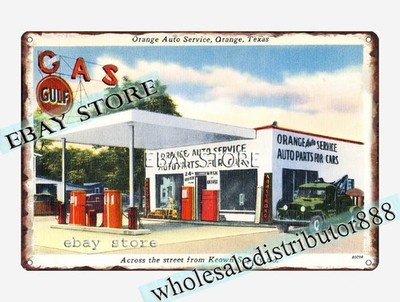 1930-45 Orange Auto Service, Texas, Keown Supply Co tin sign cafe tavern plaques