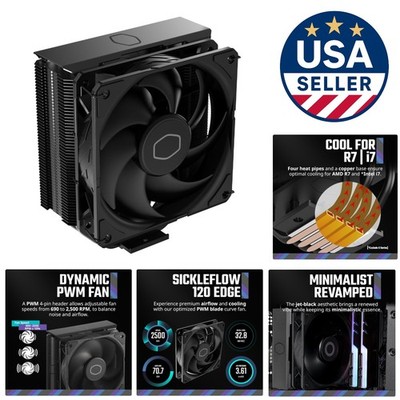 Hyper 212 Black CPU Cooler with 4 Copper Pipes & Easy Installation