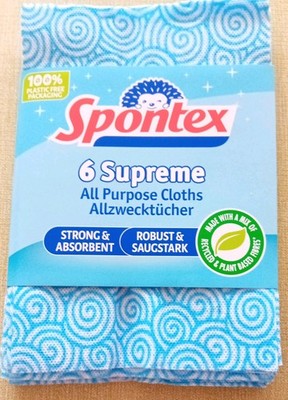 6 x Spontex Supreme Allzwecktücher stark wiederverwendbar Mehrflächenreinigung