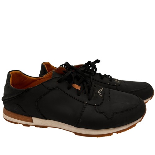 OluKai Huaka'i Li Herren Schwarz Leder Schwarz Schuhe Größe 12