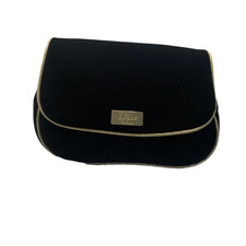 Dior Parfums Black Velvet Makeup Bag Quilted Gold Trim Cosmetic Pouch Travel