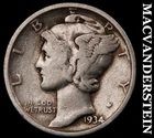 1934 Silver Mercury Dime - Scarce  Better Date  No Reserve  #G8764
