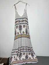 Old Navy Women's Large White Floral V-Neck Maxi Dress Lined Adjustable Straps