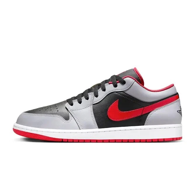 Nike Air Jordan 1 scarpe basse scarpe da ginnastica rosso fuoco grigio cemento taglia UK 11 553558 060